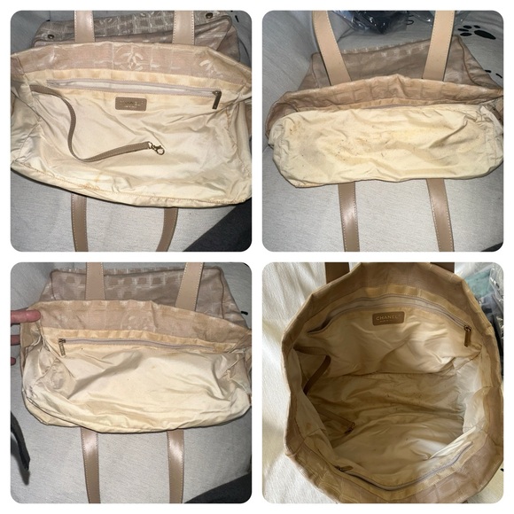 CHANEL cream travel tote signature damaged interior bottom lining - Picture 10 of 15